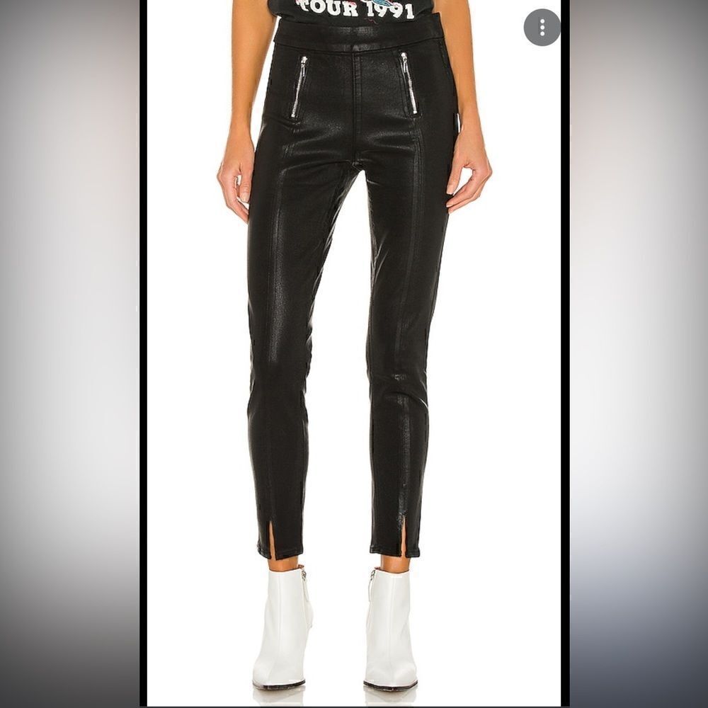 NWOT PAIGE Talita Zip Ultra Skinny in Black Fog Luxe Coating Zippers Size 27